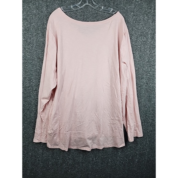 EVRI Everyday Tee Supersoft Relaxed Fit Long Sleeve V-Neck Women's 3X Light Pink - Picture 5 of 5